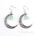 Tendance lune alliage d’argent coloré Gem Drop boucles d’oreilles bijoux